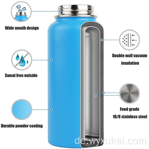 Wasserflaschen mit offenem Becher Edelstahl-Vakuum-Isolierbecher